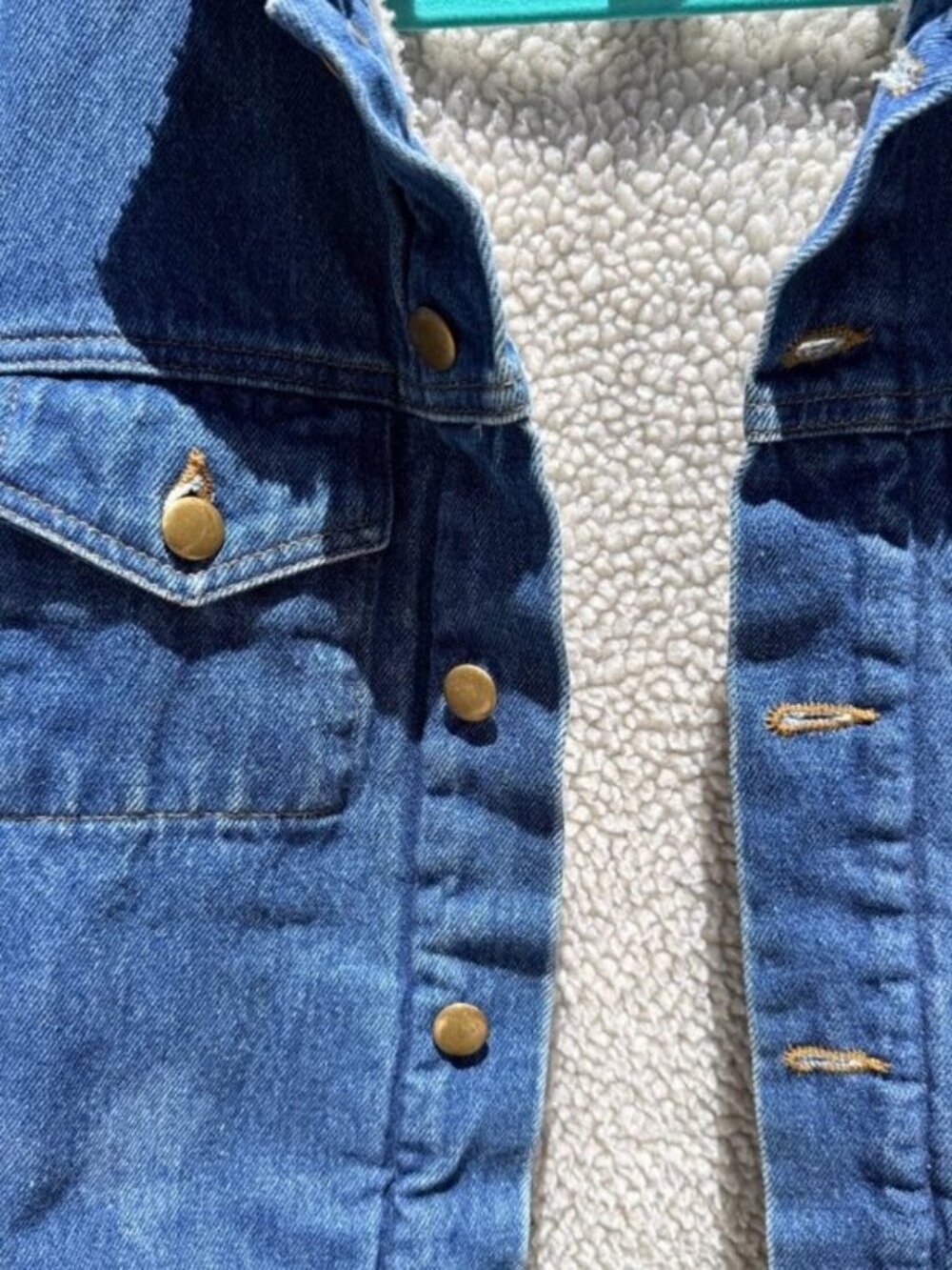 American Apparel Women's XS/S Oversized Sherpa Lined Jean Jacket Men's XS - Picture 8 of 10